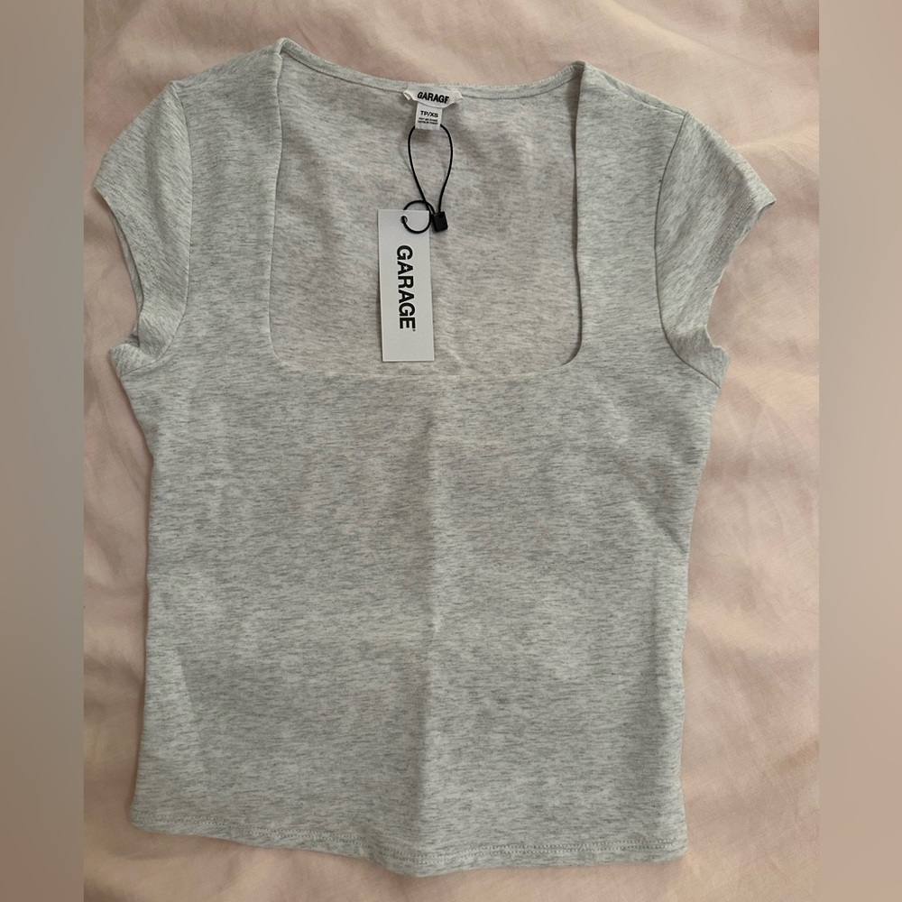 Garage Portia square neckline tee. Gray. Size Xs. New with tags. Garage tee.